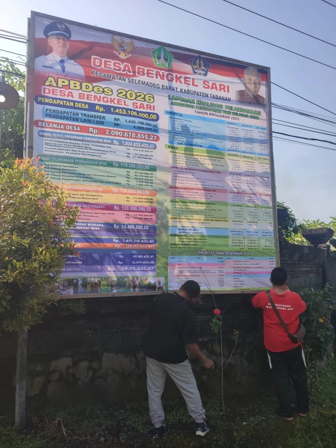 Pemasangan Banner/Spanduk APBDes Bengkel Sari Tahun Anggaran 2026